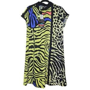 NEW Jamie Sadock M Rhapsody Collection Green Zebra Print Golf Dress UPF 30+